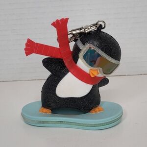 Bath & Body Works Snowboarding Penguin Pocketbac Holder Winter Clip On Keychain